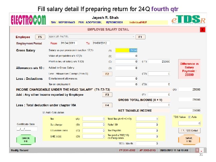 Fill salary detail If preparing return for 24 Q fourth qtr 31 