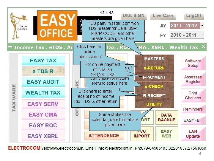 TDS party master , common TDS master for Bank BSR, MICR CODE and other