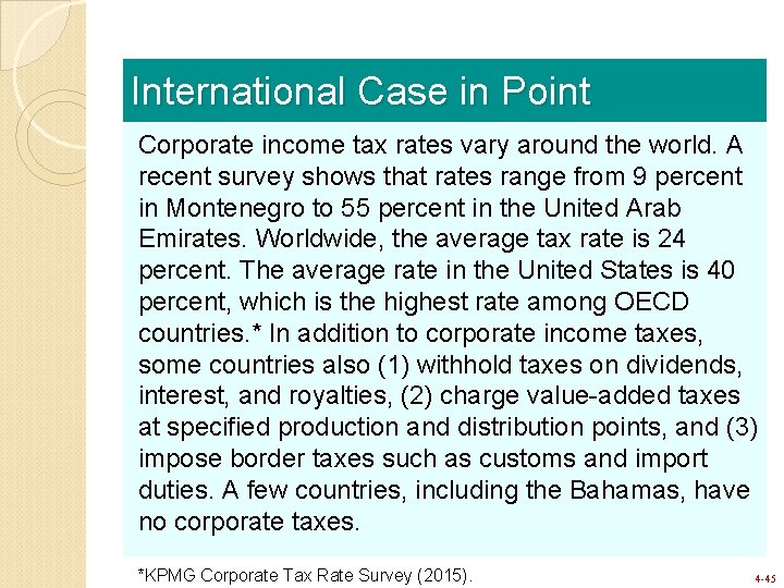 International Case in Point Corporate income tax rates vary around the world. A recent International Case in Point Corporate income tax rates vary around the world. A recent