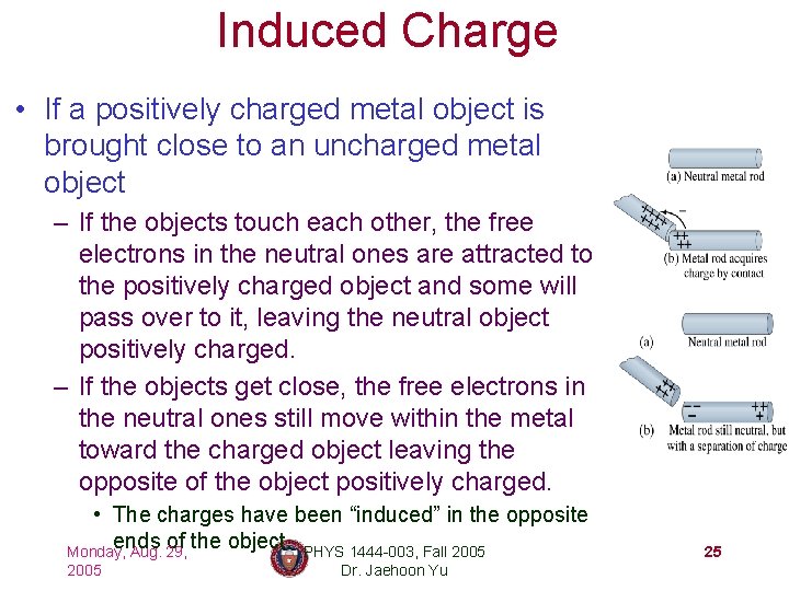 Induced Charge • If a positively charged metal object is brought close to an