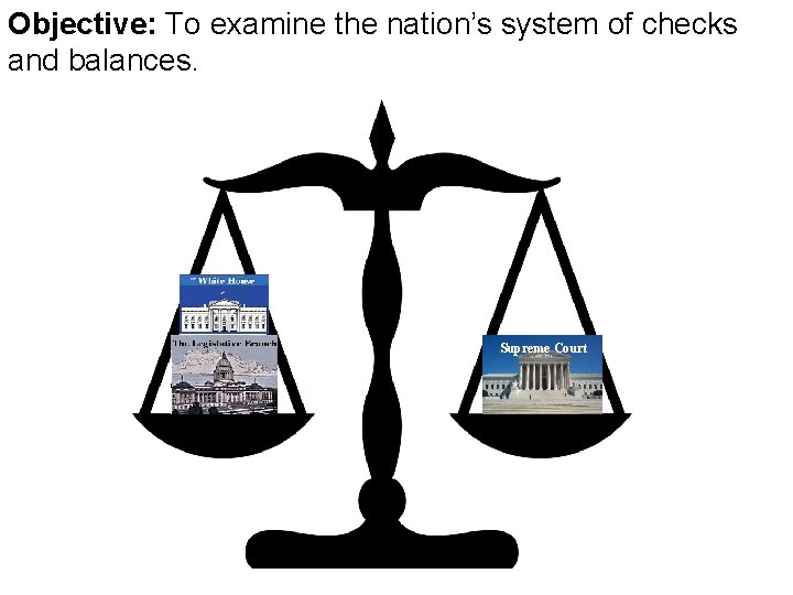 Objective: To examine the nation’s system of checks and balances. Supreme Court 