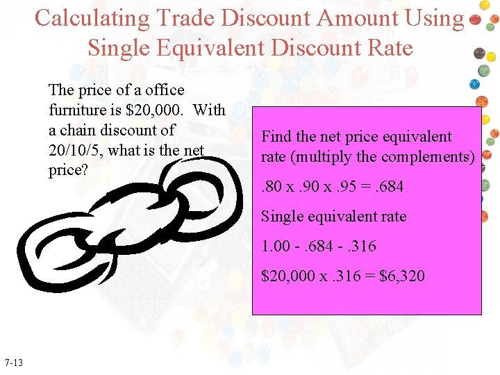 Calculating Trade Discount Amount Using Single Equivalent Discount Rate The price of a office