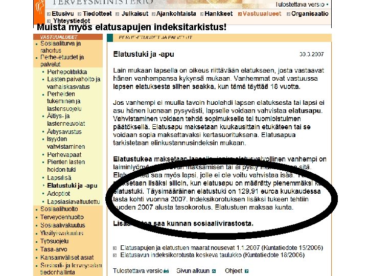 Muista myös elatusapujen indeksitarkistus! 