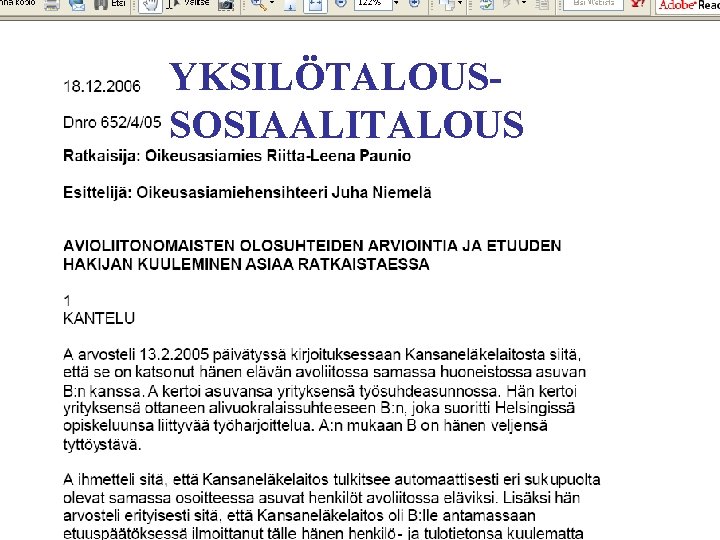 YKSILÖTALOUSSOSIAALITALOUS 