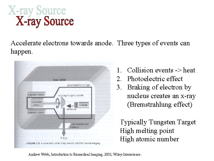 Accelerate electrons towards anode. Three types of events can happen. 1. Collision events -> Accelerate electrons towards anode. Three types of events can happen. 1. Collision events ->
