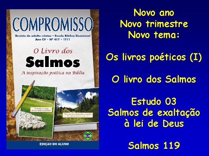 Novo ano Novo trimestre Novo tema: Os livros poéticos (I) O livro dos Salmos