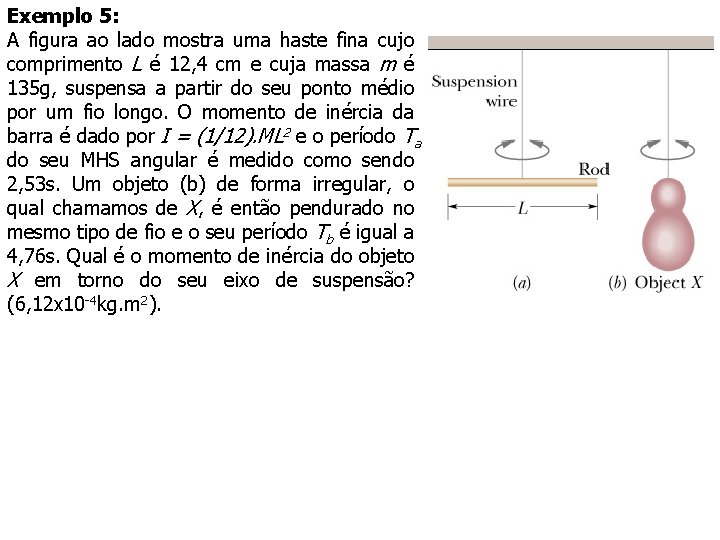 Exemplo 5: A figura ao lado mostra uma haste fina cujo comprimento L é