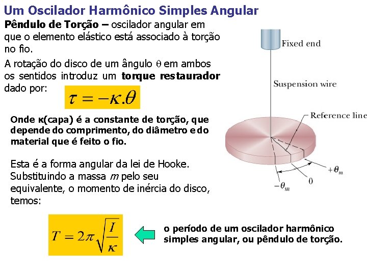 Um Oscilador Harmônico Simples Angular Pêndulo de Torção – oscilador angular em que o