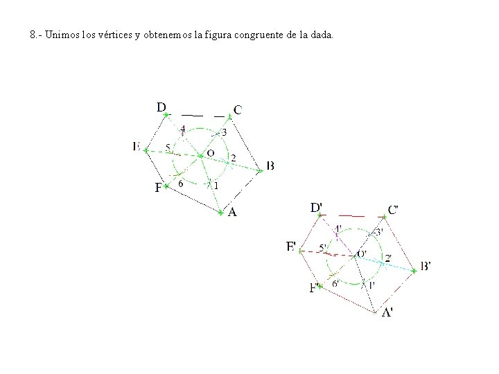 8. - Unimos los vértices y obtenemos la figura congruente de la dada. 