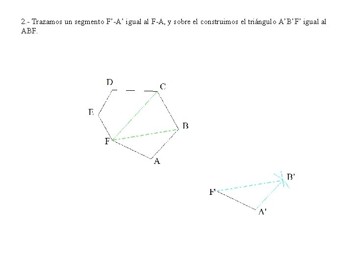 2. - Trazamos un segmento F’-A’ igual al F-A, y sobre el construimos el