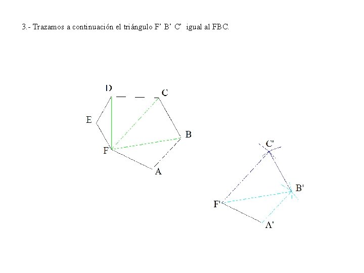3. - Trazamos a continuación el triángulo F’ B’ C’ igual al FBC. 