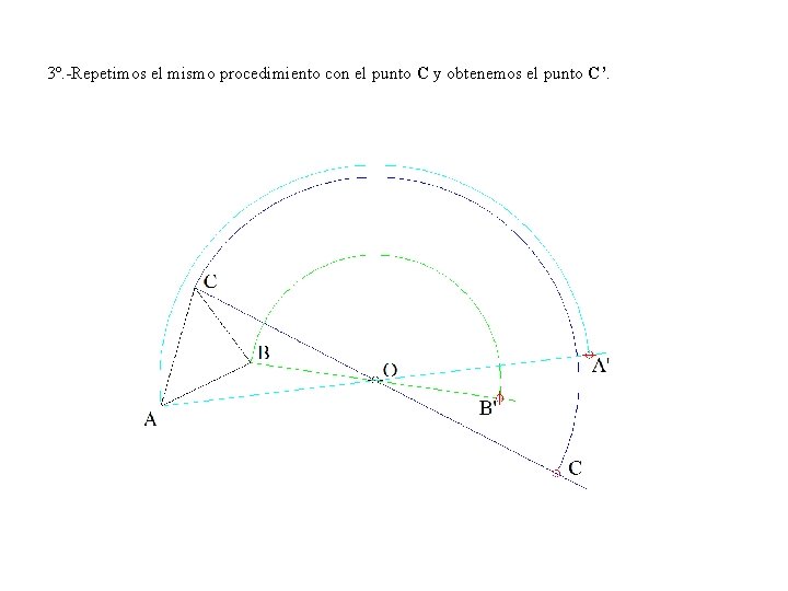 3º. -Repetimos el mismo procedimiento con el punto C y obtenemos el punto C’.
