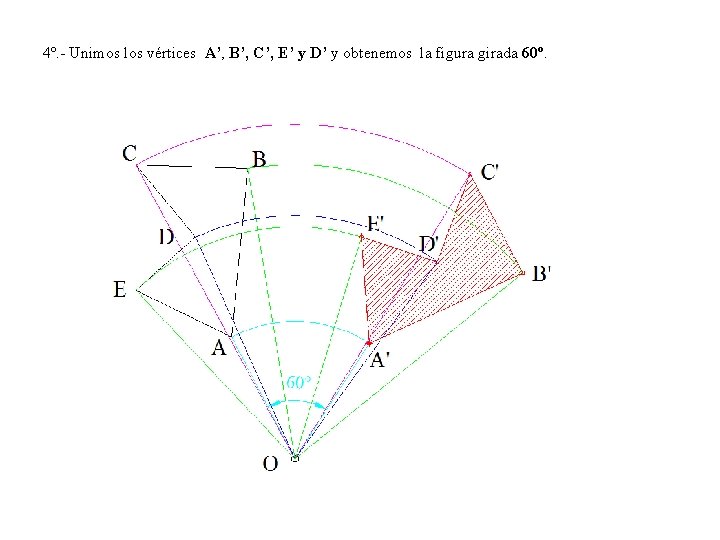4º. - Unimos los vértices A’, B’, C’, E’ y D’ y obtenemos la