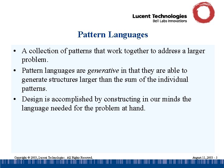A Telephone Switching System A Pattern Language Robert