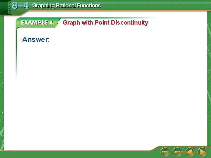 Graph with Point Discontinuity Answer: 