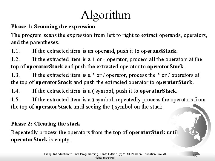 Algorithm Phase 1: Scanning the expression The program scans the expression from left to