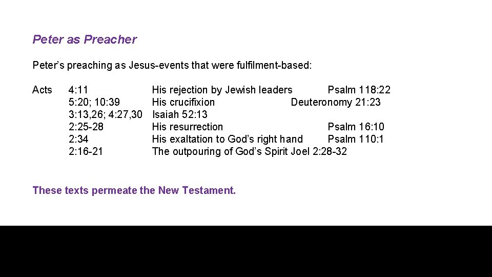 Peter as Preacher Peter’s preaching as Jesus-events that were fulfilment-based: Acts 4: 11 5: