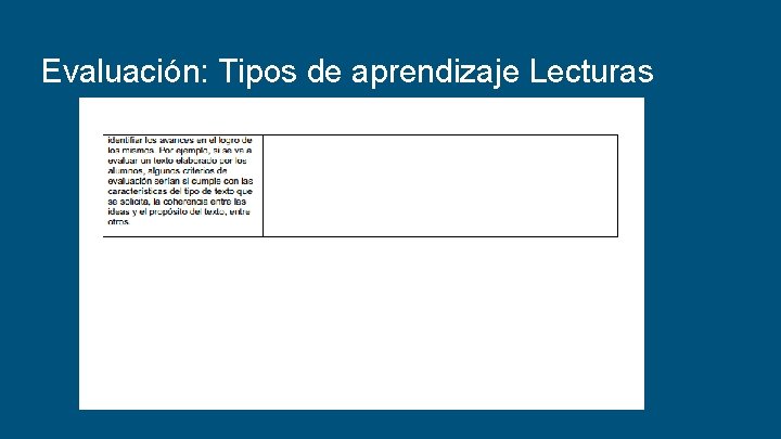 Evaluación: Tipos de aprendizaje Lecturas 