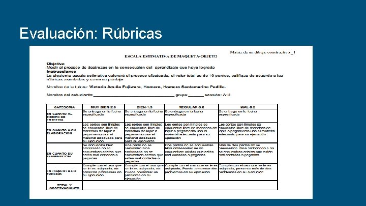 Evaluación: Rúbricas 