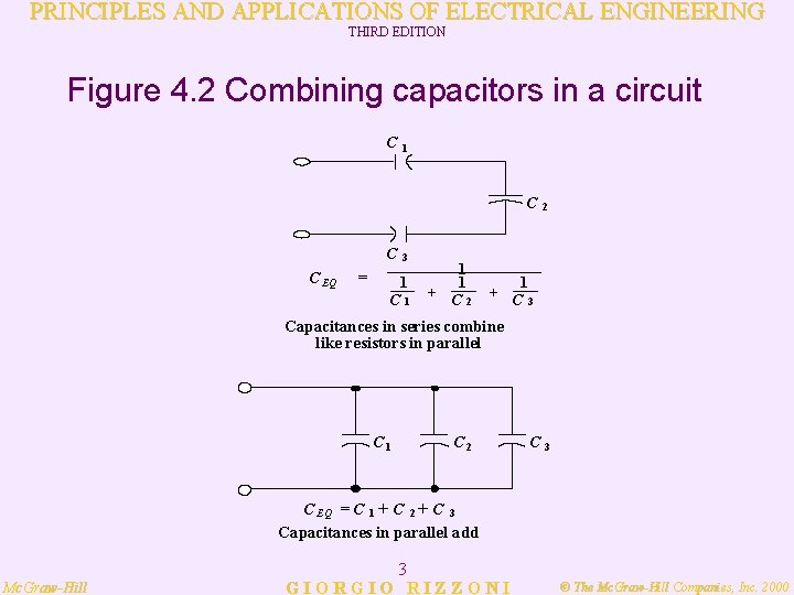 PRINCIPLES AND APPLICATIONS OF ELECTRICAL ENGINEERING THIRD EDITION Figure 4. 2 Combining capacitors in