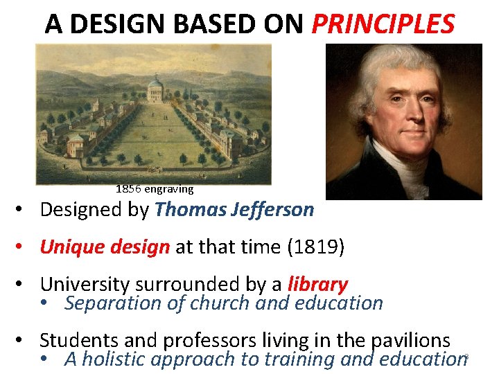 A DESIGN BASED ON PRINCIPLES 1856 engraving • Designed by Thomas Jefferson • Unique