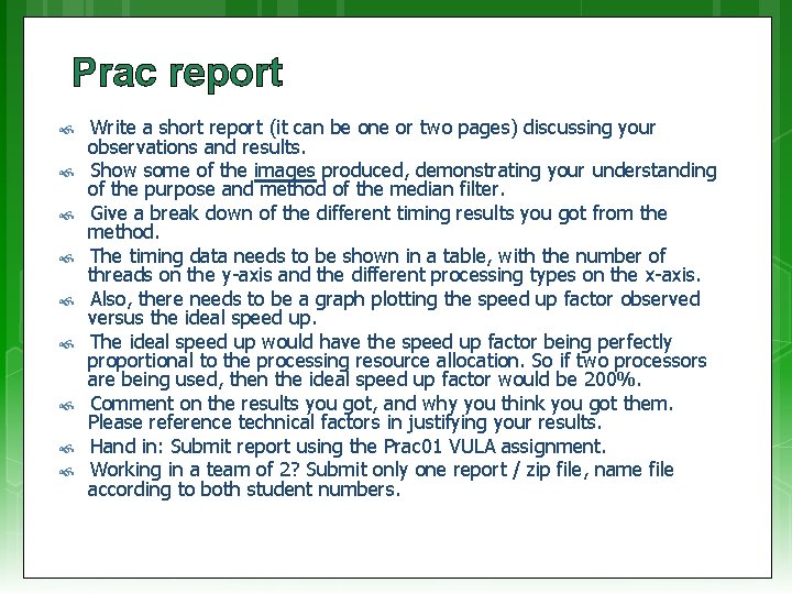 Prac report Write a short report (it can be one or two pages) discussing