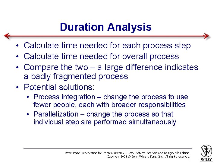 Duration Analysis • Calculate time needed for each process step • Calculate time needed