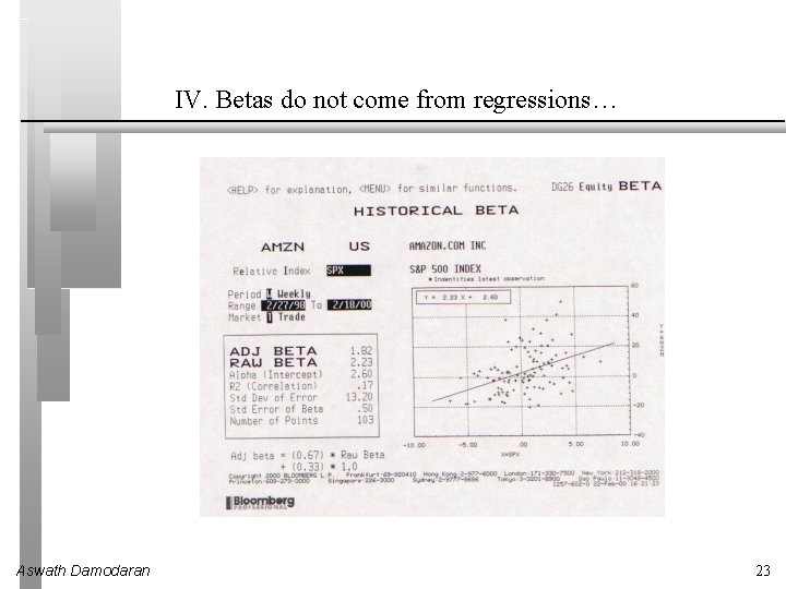 IV. Betas do not come from regressions… Aswath Damodaran 23 