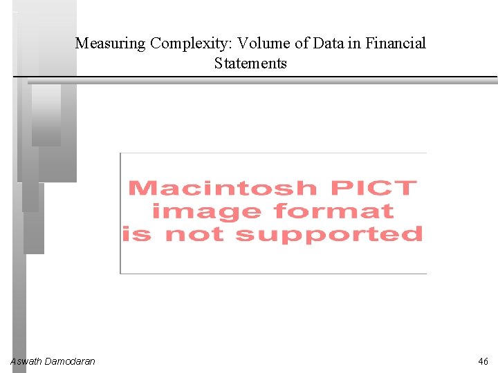 Measuring Complexity: Volume of Data in Financial Statements Aswath Damodaran 46 