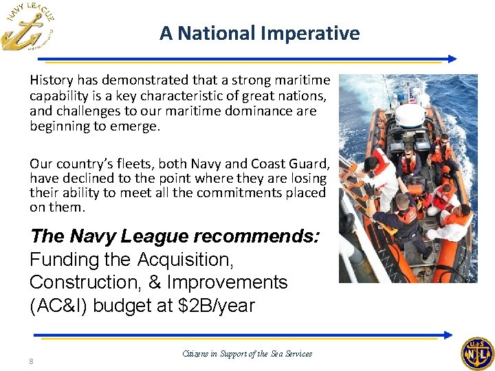 A National Imperative History has demonstrated that a strong maritime capability is a key