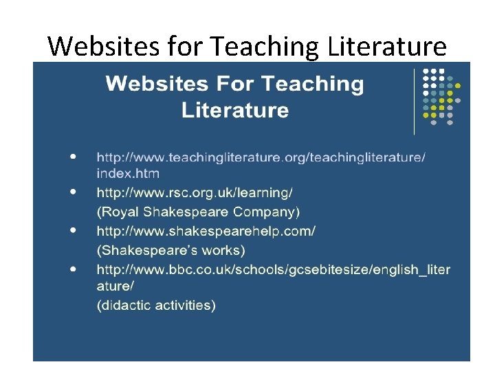 Websites for Teaching Literature 