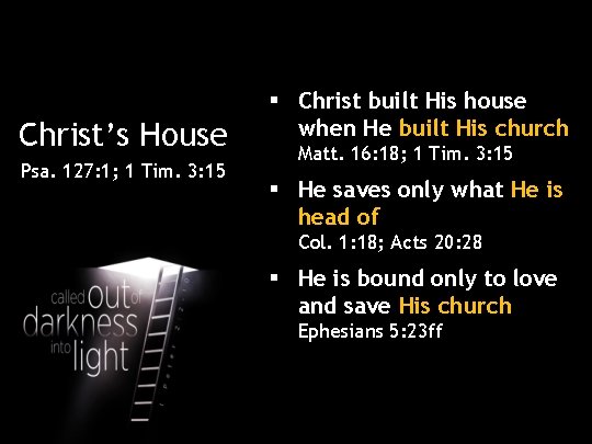 Christ’s House Psa. 127: 1; 1 Tim. 3: 15 § Christ built His house
