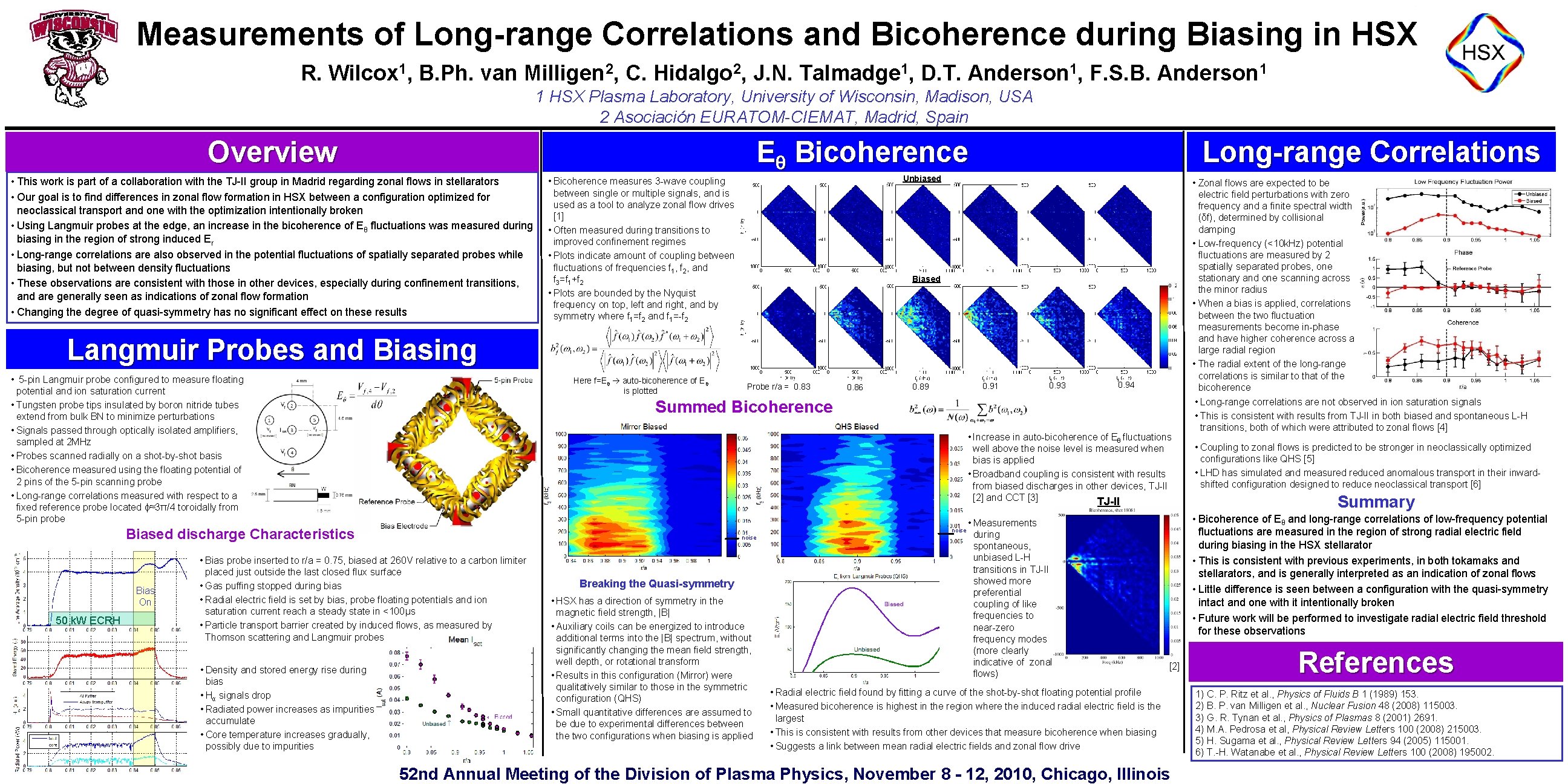 Measurements of Long-range Correlations and Bicoherence during Biasing in HSX R. Wilcox 1, B.