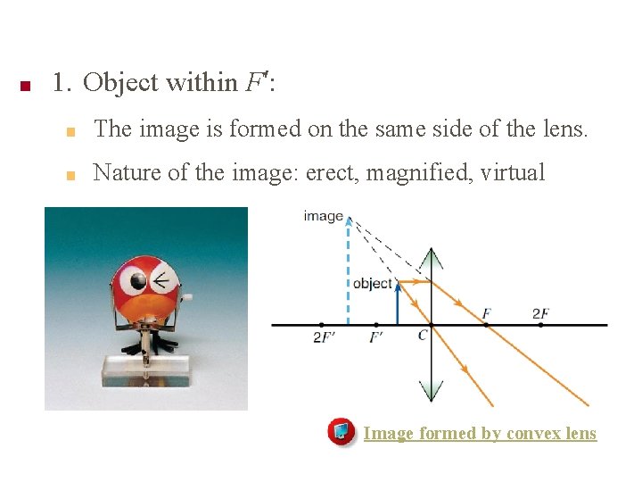 ■ 1. Object within F′: ■ The image is formed on the same side
