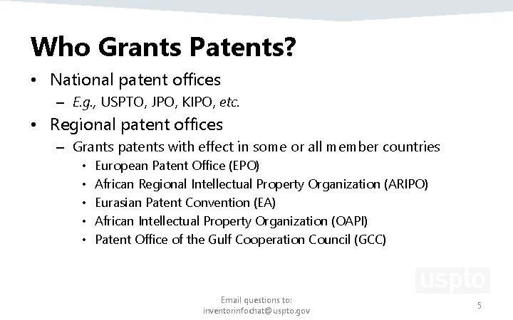 Who Grants Patents? • National patent offices – E. g. , USPTO, JPO, KIPO, Who Grants Patents? • National patent offices – E. g. , USPTO, JPO, KIPO,