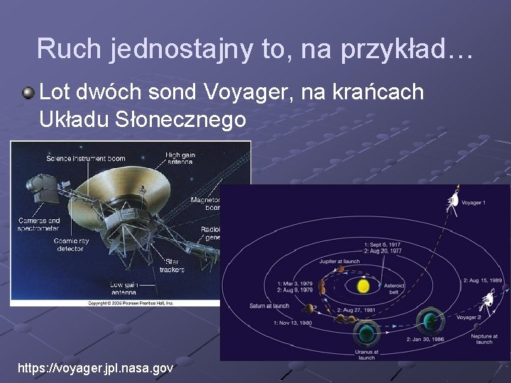 Ruch jednostajny to, na przykład… Lot dwóch sond Voyager, na krańcach Układu Słonecznego https: