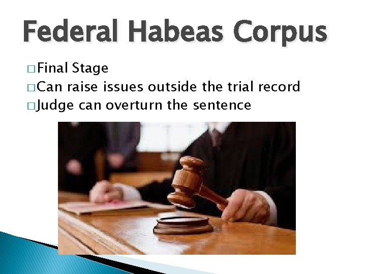 Federal Habeas Corpus � Final Stage � Can raise issues outside the trial record