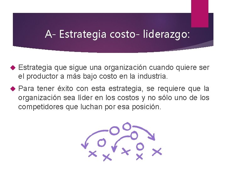 A- Estrategia costo- liderazgo: Estrategia que sigue una organización cuando quiere ser el productor