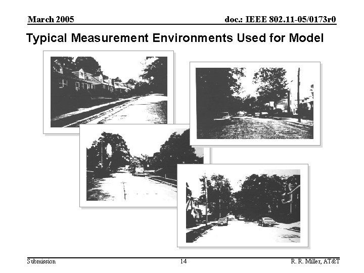 March 2005 doc. : IEEE 802. 11 -05/0173 r 0 Typical Measurement Environments Used