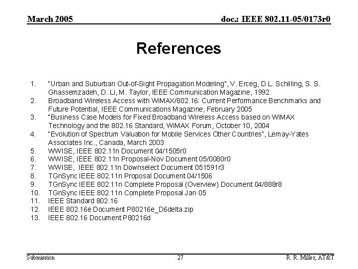 March 2005 doc. : IEEE 802. 11 -05/0173 r 0 References 1. 2. 3.