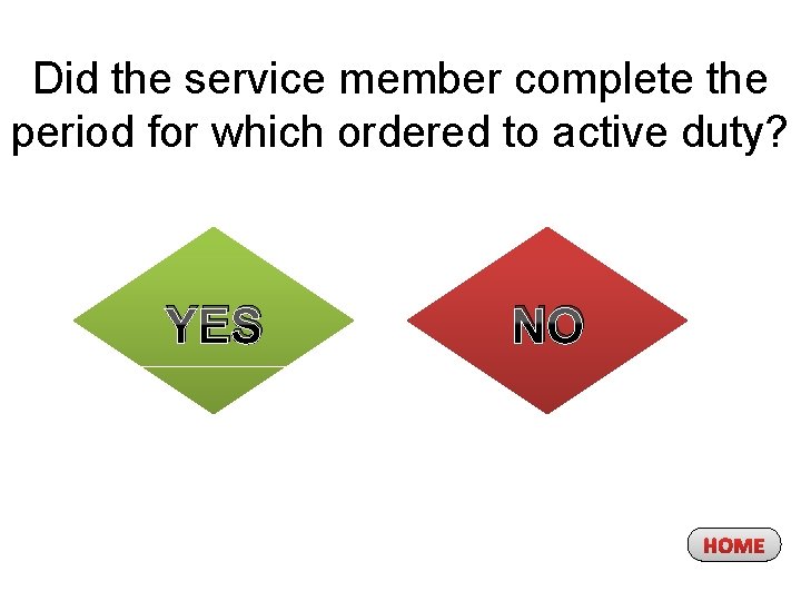 Did the service member complete the period for which ordered to active duty? YES