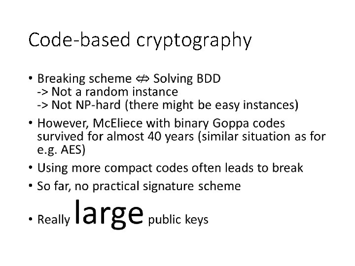 Code-based cryptography • 