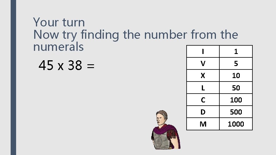 Your turn Now try finding the number from the numerals I 1 45 x Your turn Now try finding the number from the numerals I 1 45 x