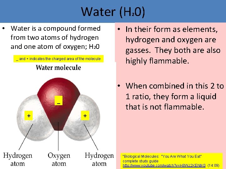 Water (H 0) 2 • Water is a compound formed from two atoms of