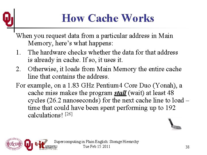 How Cache Works When you request data from a particular address in Main Memory,