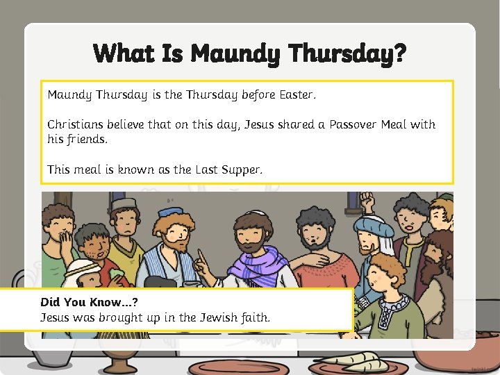 What Is Maundy Thursday? Maundy Thursday is the Thursday before Easter. Christians believe that