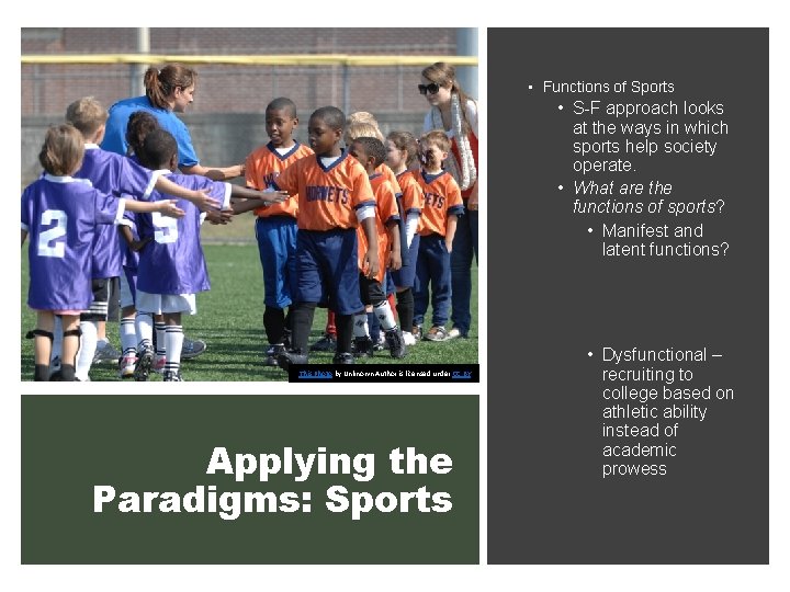  • Functions of Sports • S-F approach looks at the ways in which