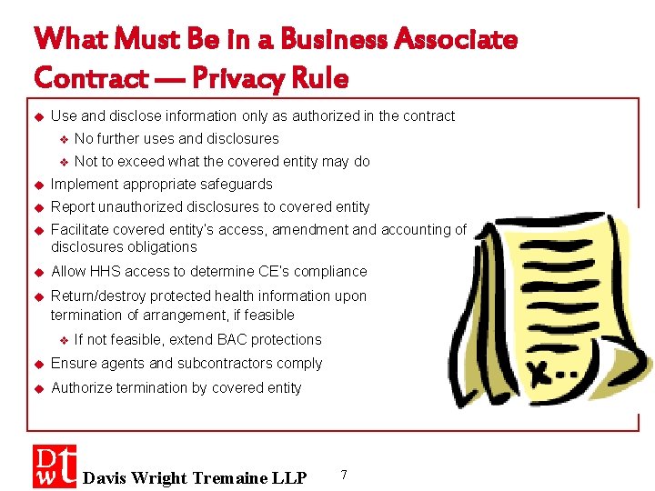 What Must Be in a Business Associate Contract — Privacy Rule u Use and