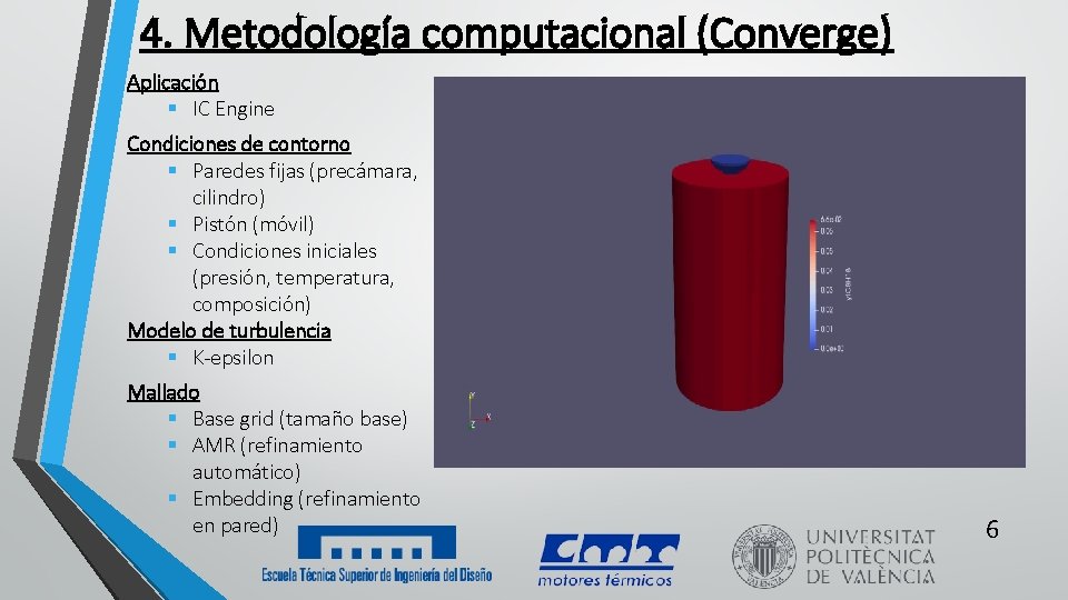 4. Metodología computacional (Converge) Aplicación § IC Engine Condiciones de contorno § Paredes fijas
