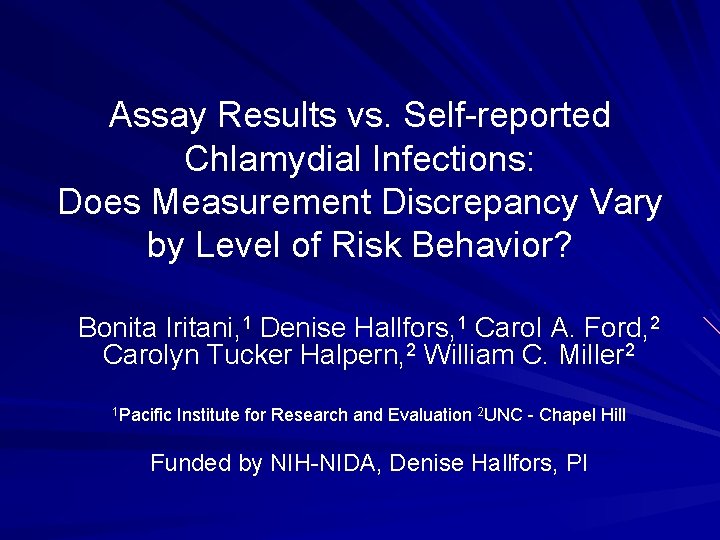 Assay Results vs. Self-reported Chlamydial Infections: Does Measurement Discrepancy Vary by Level of Risk